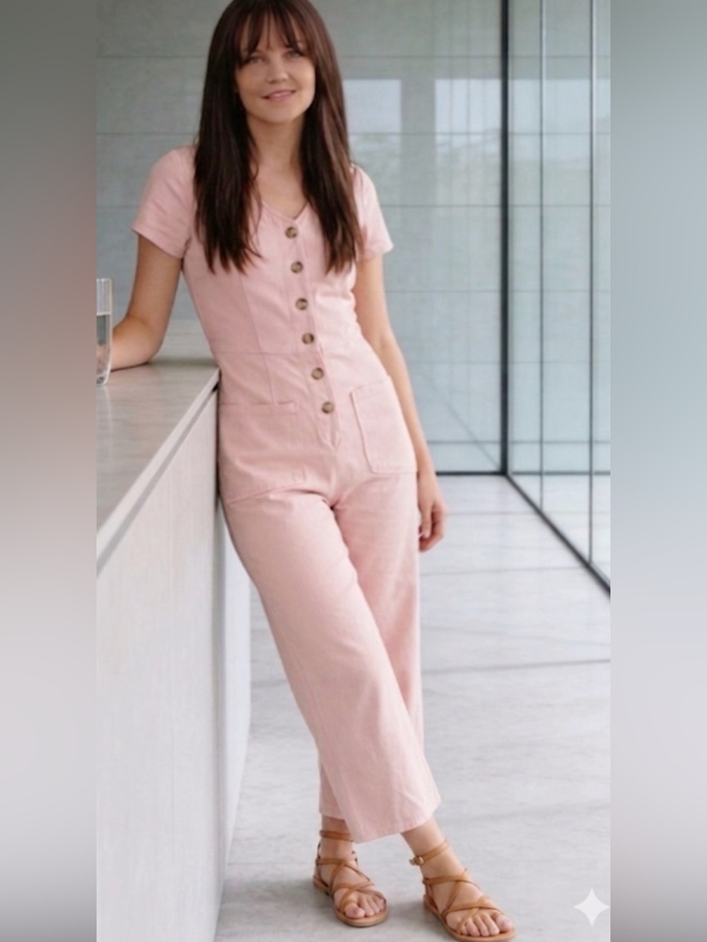 NWT Lulus Cropped Denim Wide Leg Jumpsuit